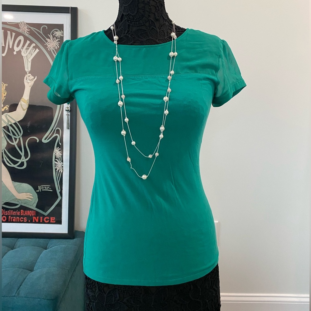 Express Factory - Green work blouse. Size Small